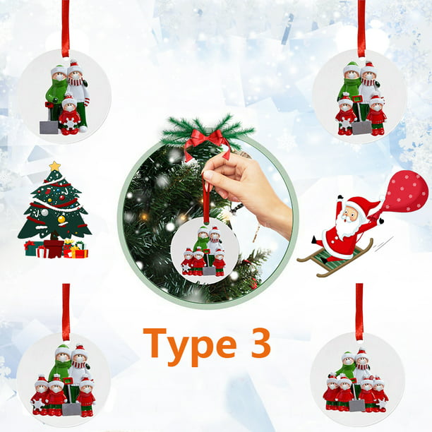 2020 Christmas Tree Hanging Ornaments Family of 3 with Pets Ornament Quarantine Personalized Xmas Pendants Decor 